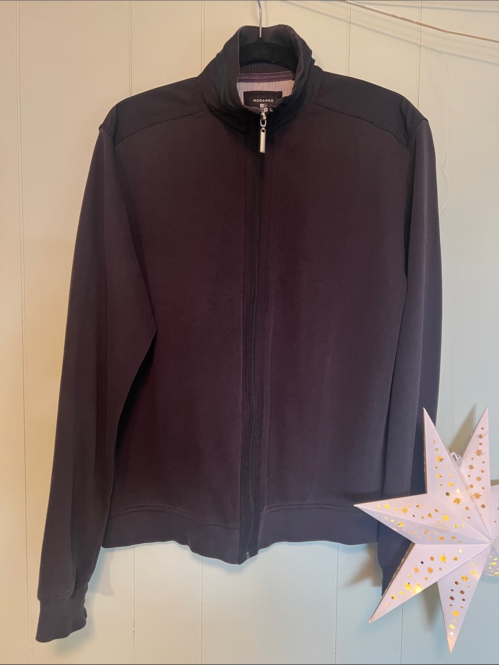 Cotton Men’s Black Lightweight Full-Zip Jacket